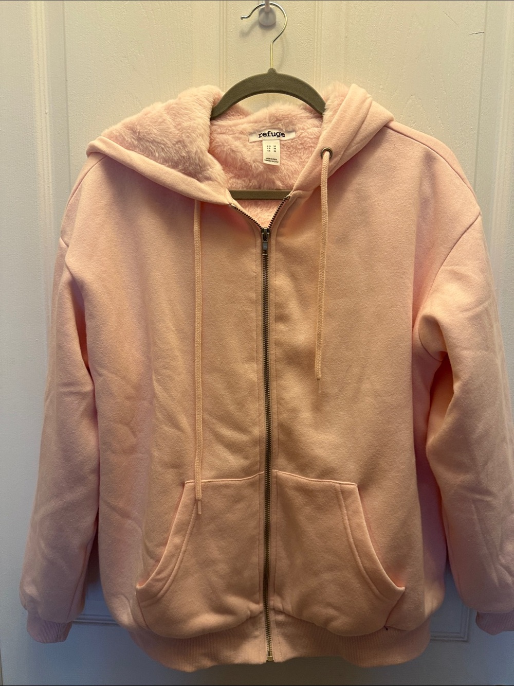 refuge Light Pink Plush-Lined Zip Hoodie